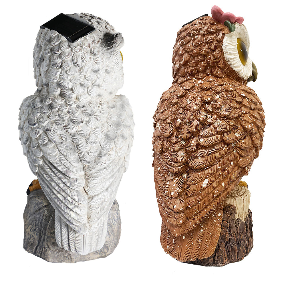 Two Solar-Powered Realistic Owl Repeller