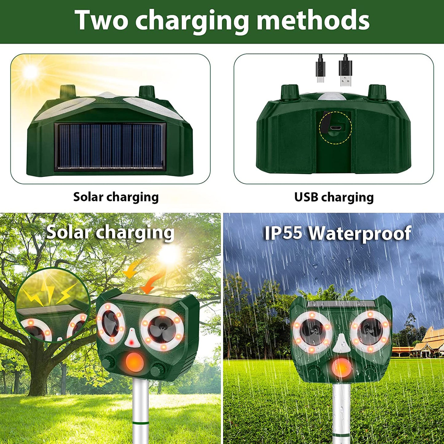 Solar Animal Repeller - All-Weather Multi-Functional Protector