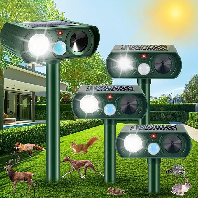Solar-Powered Ultrasonic Animal Repeller with Motion Sensor