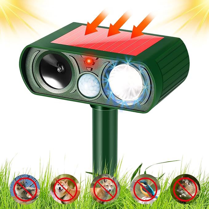 Solar-Powered Ultrasonic Animal Repeller with Motion Sensor