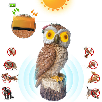 Two Solar-Powered Realistic Owl Repeller