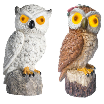 Two Solar-Powered Realistic Owl Repeller