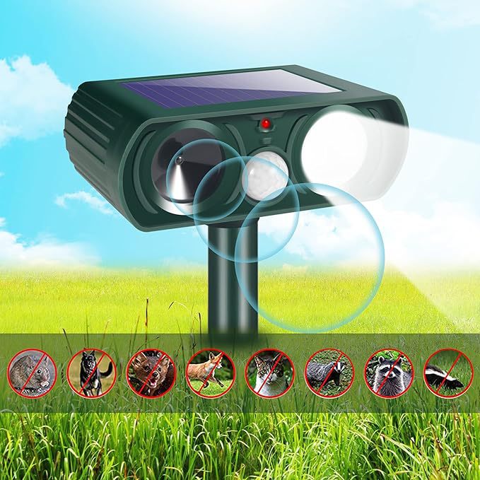 Solar-Powered Ultrasonic Animal Repeller with Motion Sensor