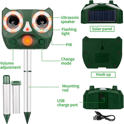 Solar Animal Repeller - All-Weather Multi-Functional Protector